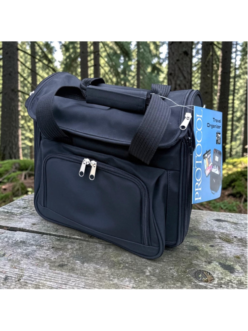 Vintage Y2K Protocol Travel Organizer Hanging Toiletry Bag JCPenney Black Cosmet